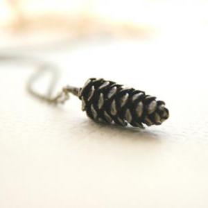 Large Brass Pinecone Necklace // Christmas Gift //..