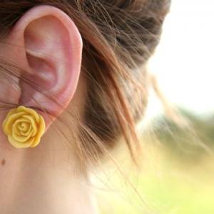 Large Grey Rose Flower Post Earrings // Bridesmaid..