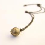 Vintage Brass Ball Locket Necklace ..