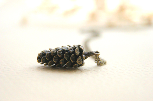 Large Brass Pinecone Necklace // Christmas Gift // Bridesmaid Necklace // Rustic Wedding Necklace