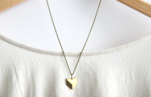 Listing Tools Edit Promote Copy Stats Geometric Necklace // Brass Modern Geometric Necklace // Chevron Charm Necklace // Layering Necklace
